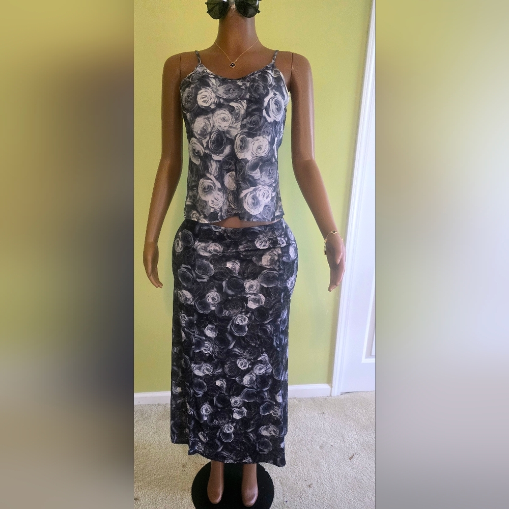 Floral Black and Gray Women's Skirt